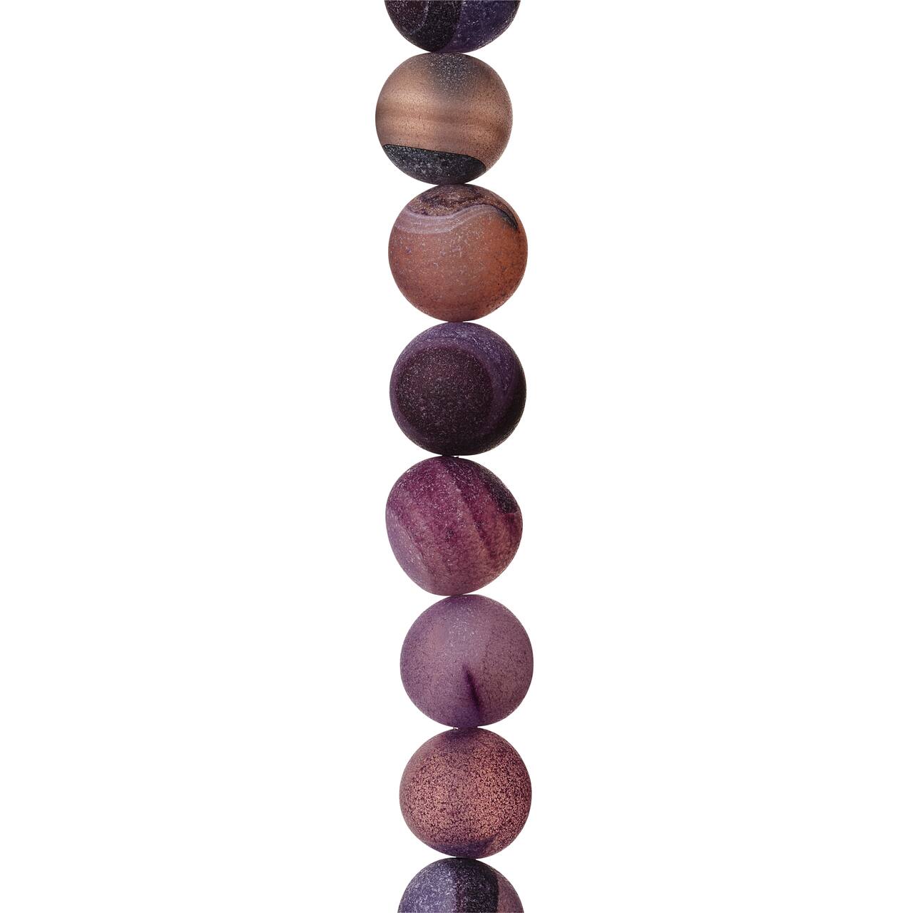 12 Pack: Purple & Natural Marbleized Agate Stone Round Beads, 12mm by Bead Landing™